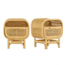 Tables de chevet avec tiroir en rotin (lot de 2) LUWAK