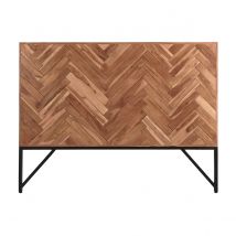 Tête de lit à motifs chevrons en bois massif et métal noir L165 cm STICK