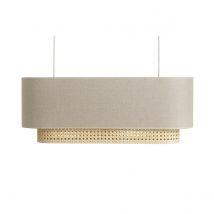 Miliboo - Abat-jour pour suspension double en lin beige et cannage rotin naturel L62 cm TIWY
