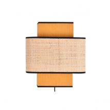 Miliboo - Applique murale en lin jaune moutarde et rabane naturelle H28 cm TERA