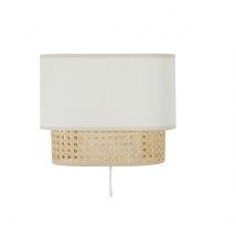 Miliboo - Applique murale en tissu blanc et cannage rotin naturel H20 cm TIWY