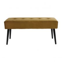 Miliboo - Banc design capitonné en tissu velours bronze et métal noir L95 cm GUESTA