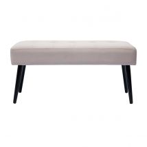 Miliboo - Banc design capitonné en tissu velours taupe et métal noir L95 cm GUESTA