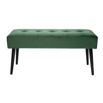 Miliboo - Banc design capitonné en tissu velours vert foncé et métal noir L96 cm GUESTA