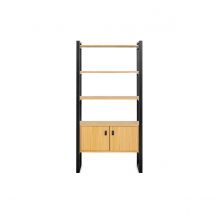 Miliboo - Bibliothèque bois clair chêne et métal noir H195 cm OPAL
