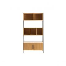 Miliboo - Bibliothèque en bois clair chêne et métal noir L98 cm SILKA