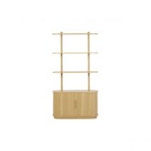 Miliboo - Bibliothèque finition bois clair chêne avec rangement 2 portes coulissantes L90 cm EPIC