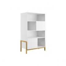 Miliboo - Bibliothèque scandinave multi rangements blanche et bois clair chêne massif L90 cm CELESTINE