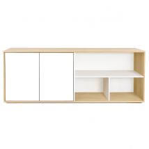 Miliboo - Buffet bas scandinave blanc et bois clair chêne massif L190 cm EZIA