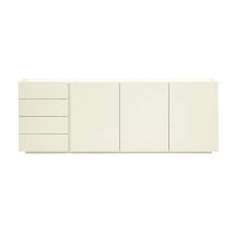 Miliboo - Buffet beige laqué brillant 3 portes 4 tiroirs L200 cm ISAURE