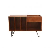 Miliboo - Buffet de rangement vinyles en bois manguier massif teinté et métal L90 cm BOOGIE