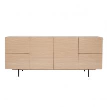Miliboo - Buffet design finition bois clair chêne et métal noir 2 portes 4 tiroirs L180 cm ALASKA