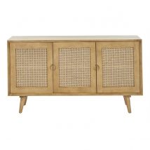 Miliboo - Buffet en bois manguier et cannage rotin 3 portes L145 cm LAKA