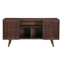 Miliboo - Buffet en manguier massif teinté bois foncé 2 portes coulissantes L140 cm ALBA