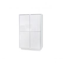 Miliboo - Buffet haut design blanc brillant 4 portes L92 cm COMO