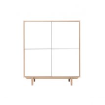 Miliboo - Buffet haut scandinave bois et blanc 4 portes L110 cm SID