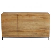 Miliboo - Buffet industriel en bois manguier massif et métal noir 3 portes L145 cm YPSTER