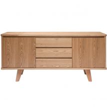 Miliboo - Buffet scandinave en bois clair 2 portes 3 tiroirs L160 cm FIFTIES