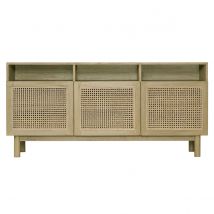 Miliboo - Buffet vintage en bois clair et cannage rotin L160 cm GALINA