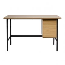 Miliboo - Bureau industriel finition bois chêne et métal noir avec rangements 2 tiroirs L120 cm MAXENCE