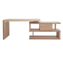 Miliboo - Bureau modulable design avec rangements 2 tiroirs bois clair L140-218 cm MAX