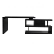 Miliboo - Bureau modulable design avec rangements 2 tiroirs noir laqué L140-218 cm MAX
