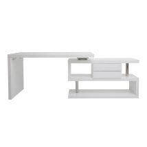 Miliboo - Bureau modulable design avec rangements blanc laqué L140-218 cm MAX