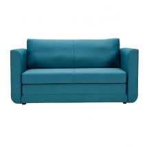 Miliboo - Canapé convertible 2 places en tissu bleu canard LEON