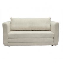 Miliboo - Canapé convertible 2 places en tissu velours côtelé beige LEON