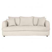 Miliboo - Canapé convertible déhoussable 3-4 places design haricot en tissu effet velours beige clair SACHA