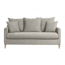 Miliboo - Canapé convertible scandinave 3 places en tissu effet velours gris et bois clair LOUISE