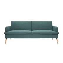 Miliboo - Canapé convertible scandinave 3 places en tissu vert et bois clair STEWART