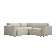 Canapé d'angle modulable 3 places en tissu effet velours texturé beige SPLIT
