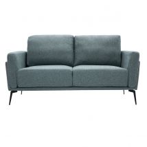 Miliboo - Canapé design 2 places en tissu vert de gris et métal noir MOSCO
