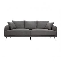 Miliboo - Canapé design 3 places en tissu effet velours gris et métal noir JERRY