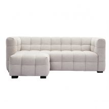 Miliboo - Canapé design 3 places et repose-pieds en tissu effet velours texturé beige CORTO