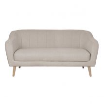 Miliboo - Canapé scandinave 2-3 places en tissu beige et bois clair ISIS