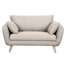 Miliboo - Canapé scandinave 2 places en tissu beige et bois clair CREEP