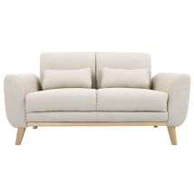 Miliboo - Canapé scandinave 2 places en tissu beige et bois clair EKTOR