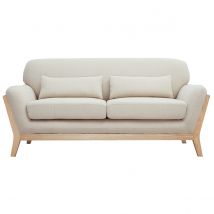 Miliboo - Canapé scandinave 2 places en tissu beige et bois clair YOKO