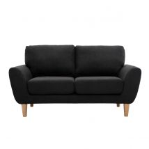 Miliboo - Canapé scandinave 2 places en tissu gris foncé et bois clair ALICE