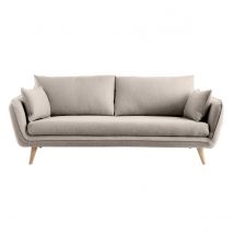 Miliboo - Canapé scandinave 3 places en tissu beige et bois clair CREEP