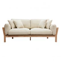 Miliboo - Canapé scandinave déhoussable 3 places en tissu blanc crème et bois clair KYO