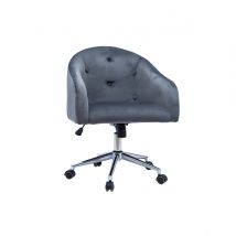 Miliboo - Chaise de bureau à roulettes capitonnée en tissu velours gris foncé et acier chromé SHARON
