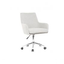 Miliboo - Chaise de bureau à roulettes en tissu gris clair et acier chromé SHANA