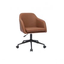Miliboo - Chaise de bureau à roulettes marron et métal noir DOUG