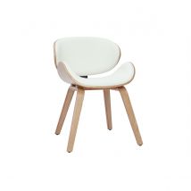 Miliboo - Chaise design blanc et bois clair WALNUT