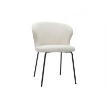 Miliboo - Chaise design blanche en tissu effet laine bouclée et métal noir YDA