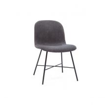 Miliboo - Chaise design effet velours gris et métal noir ARCADE