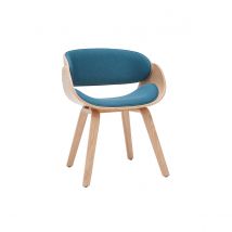 Miliboo - Chaise design en tissu bleu canard et bois clair BENT